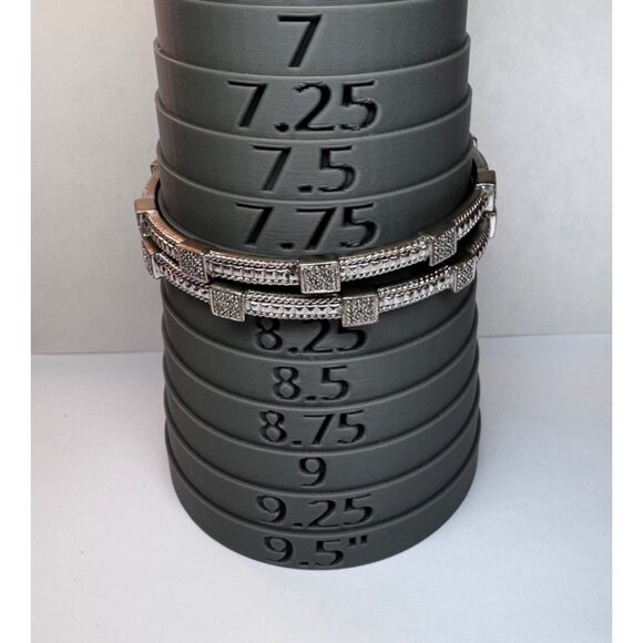 Leslie 925 Sterling Silver Textured Bangles Set • Size 8” • Estate Jewelry - Picture 4 of 8